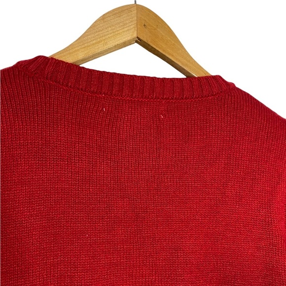 Karen Scott Red Knit Sweater Snowman Snowflake Embellishment Small S - Picture 10 of 13